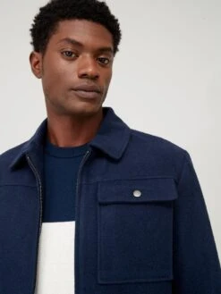 Jack & Jones Wool Blend Front Pocket Jacket - Navy -Barbou Clothing Shop VKO6E SQ4 0000000048 NAVY MDd