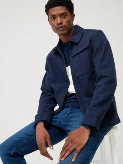 Jack & Jones Wool Blend Front Pocket Jacket - Navy -Barbou Clothing Shop VKO6E SQ5 0000000048 NAVY MDd1