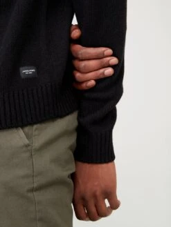 Jack & Jones Jack Textured Crew Neck Jumper - Black -Barbou Clothing Shop VKO6H SQ4 0000000004 BLACK MDd