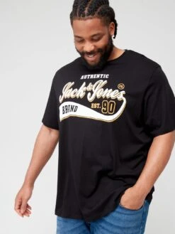 Jack & Jones Jack & Jones Plus Large Logo T-Shirt - Black -Barbou Clothing Shop VKO7G SQ5 0000000004 BLACK MDd1
