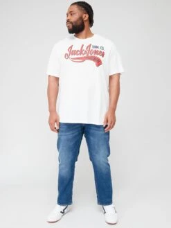 Jack & Jones Jack & Jones Plus Large Logo T-Shirt - White -Barbou Clothing Shop VKO7I SQ3 0000000013 WHITE MDo