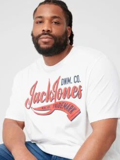 Jack & Jones Jack & Jones Plus Large Logo T-Shirt - White -Barbou Clothing Shop VKO7I SQ4 0000000013 WHITE MDd