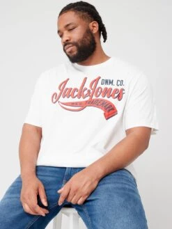 Jack & Jones Jack & Jones Plus Large Logo T-Shirt - White -Barbou Clothing Shop VKO7I SQ5 0000000013 WHITE MDd1
