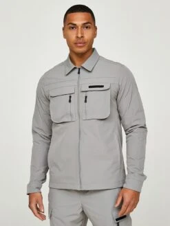Alessandro Zavetti Mazzola Woven Cargo Overshirt - GreyÂ