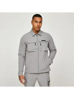 Alessandro Zavetti Mazzola Woven Cargo Overshirt - Grey  -Barbou Clothing Shop VKPUR SQ4 0000000070 DARK GREY MDd