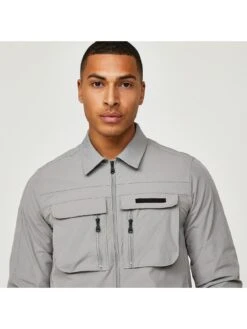 Alessandro Zavetti Mazzola Woven Cargo Overshirt - Grey  -Barbou Clothing Shop VKPUR SQ5 0000000070 DARK GREY MDd1