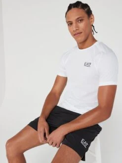 EA7 Emporio Armani Ventus T-shirt & Shorts Training Travel Kit - White/Black -Barbou Clothing Shop VKPVF SQ4 0000000269 WHITE BLACK MDd