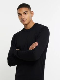 River Island Essential Crew Jumper - Black -Barbou Clothing Shop VKUKO SQ4 0000000004 BLACK MDd