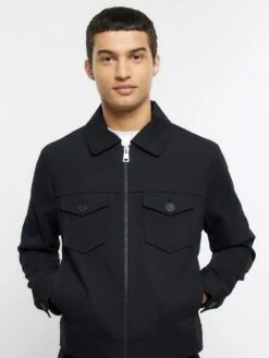River Island Smart Fine Twill Western Jacket - Black -Barbou Clothing Shop VKULL SQ4 0000000004 BLACK MDd
