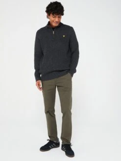 Lyle & Scott Lyle & Scott Ribbed Quarter Zip Jumper - Dark Grey -Barbou Clothing Shop VKULT SQ3 0000000070 DARK GREY MDo