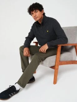 Lyle & Scott Lyle & Scott Ribbed Quarter Zip Jumper - Dark Grey -Barbou Clothing Shop VKULT SQ4 0000000070 DARK GREY MDd