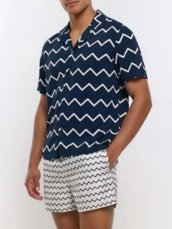 River Island Zip Zag Print Revere Shirt
