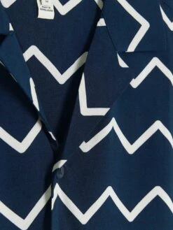 River Island Zip Zag Print Revere Shirt -Barbou Clothing Shop VKUP0 SQ5 0000000048 NAVY MDd1