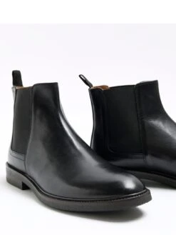 River Island Smart Leather Gusset Chelsea Boot -Barbou Clothing Shop VKUPN SQ5 0000000004 BLACK SLt