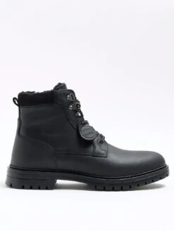 River Island Black Padded Collar Boot