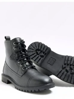 River Island Laced Combat Boot - Black -Barbou Clothing Shop VKUPS SQ5 0000000004 BLACK SLt