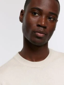 River Island Essential Crew Jumper -Barbou Clothing Shop VKUQA SQ4 0000016344 LIGHT NATURAL MDd