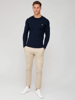 Lyle & Scott Crew Neck Cotton Merino Blend Jumper - Navy -Barbou Clothing Shop VKUTO SQ3 0000000048 NAVY MDo