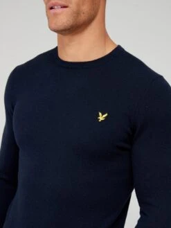 Lyle & Scott Crew Neck Cotton Merino Blend Jumper - Navy -Barbou Clothing Shop VKUTO SQ4 0000000048 NAVY MDd