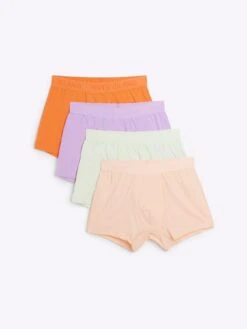River Island Elastic Waistband Trunk 4 Pack - Orange