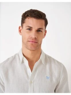 Crew Clothing Short Sleeve Linen Shirt - White -Barbou Clothing Shop VL8OZ SQ5 0000000013 WHITE MDd1