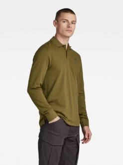 G-Star RAW G-star Dunda Long Sleeve Core Polo Shirt - Khaki -Barbou Clothing Shop VLGPB SQ4 0000000058 KHAKI MDd