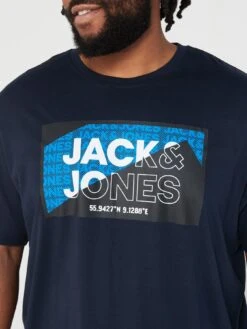 Jack & Jones Plus Logan T-Shirt - Navy -Barbou Clothing Shop VLK2Q SQ4 0000000048 NAVY MDd