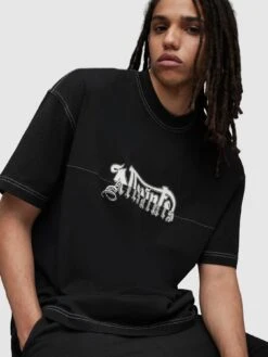 AllSaints Splintered Graphic T-Shirt - Black
