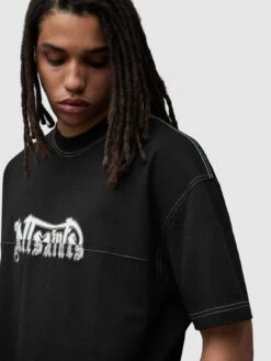 AllSaints Splintered Graphic T-Shirt - Black -Barbou Clothing Shop VM006 SQ6 0000000004 BLACK MDd