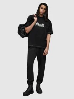 AllSaints Splintered Graphic T-Shirt - Black -Barbou Clothing Shop VM006 SQ7 0000000004 BLACK MDd1