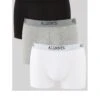 AllSaints Men's 3 Pack Wren Boxer Shorts - Black/Grey/White