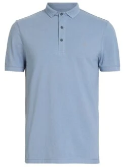AllSaints Reform Short Sleeve Pique Polo Shirt - Blue 8 AllSaints Reform Short Sleeve Pique Polo Shirt - Blue -Barbou Clothing Shop VM05N SQ3 0000000020 BLUE SLf