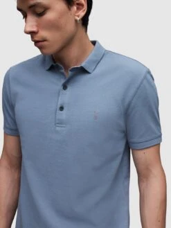 AllSaints Reform Short Sleeve Pique Polo Shirt - Blue 10 AllSaints Reform Short Sleeve Pique Polo Shirt - Blue -Barbou Clothing Shop VM05N SQ6 0000000020 BLUE MDd