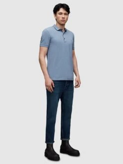 AllSaints Reform Short Sleeve Pique Polo Shirt - Blue 11 AllSaints Reform Short Sleeve Pique Polo Shirt - Blue -Barbou Clothing Shop VM05N SQ7 0000000020 BLUE MDd1