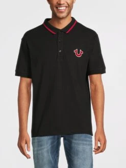 TRUE RELIGION Short Sleeve JV7 Polo Shirt - Black