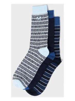 Crew Clothing 3-pack Fairisle Bamboo Sock Box - Blue