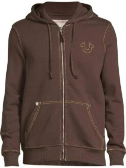 TRUE RELIGION Big T Zip Up Hoodie - Brown -Barbou Clothing Shop VN5HZ SQ3 0000000143 BROWN SLf
