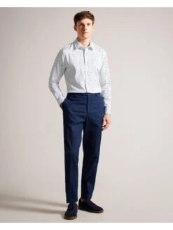 Ted Baker Neale Dense Floral Print Long Sleeve Shirt - White -Barbou Clothing Shop VNAQ0 SQ3 0000000013 WHITE MDo