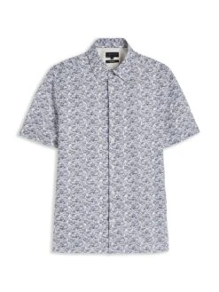 Ted Baker Laghy Printed Short Sleeve Shirt - Blue -Barbou Clothing Shop VNAQE SQ4 0000000020 BLUE MDd