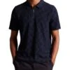 Ted Baker Maroc Regular Zip Jacquard Polo Shirt - Navy