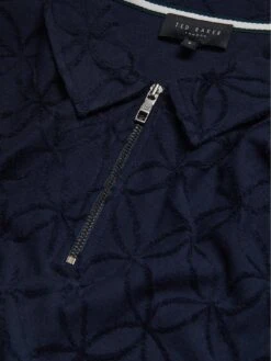 Ted Baker Maroc Regular Zip Jacquard Polo Shirt - Navy -Barbou Clothing Shop VNAQS SQ4 0000000048 NAVY MDd