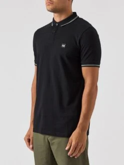 Weekend Offender Colombi Double Tipping Polo Shirt - Black