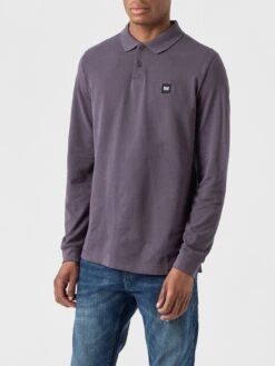 Weekend Offender Dice Long Sleeve Badge Polo Shirt - Dark Grey