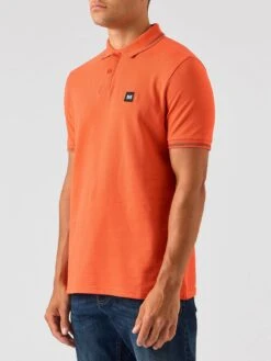 Weekend Offender Colombi Double Tipping Polo Shirt - Bright Orange