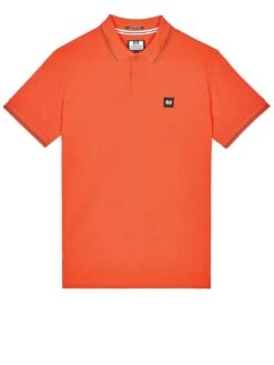 Weekend Offender Colombi Double Tipping Polo Shirt - Bright Orange -Barbou Clothing Shop VNQ4C SQ4 0000000720 BRIGHT ORANGE MDd