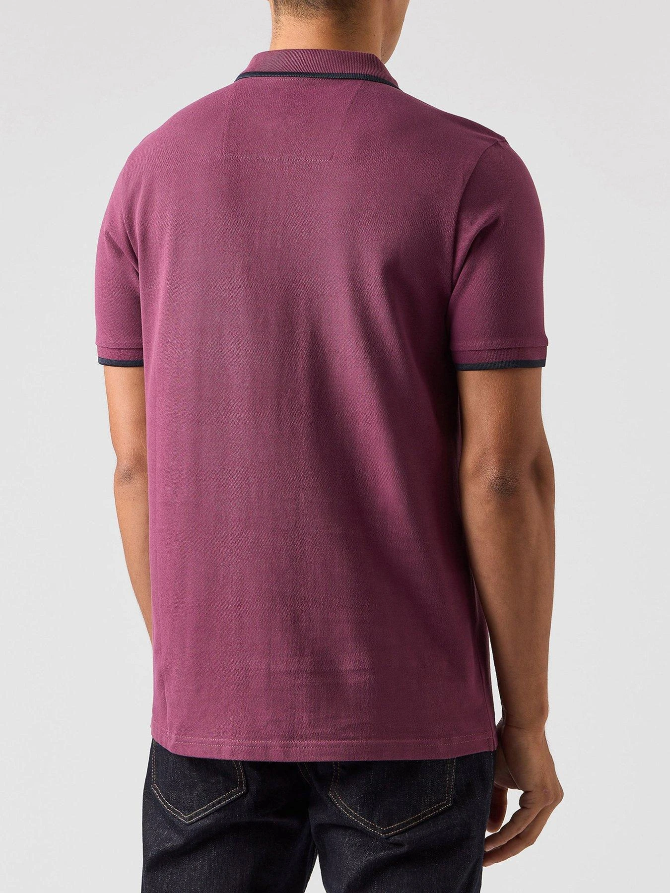 Weekend Offender Shore Zip Polo Shirt With Tipping - Dark Purple 3 Weekend Offender Shore Zip Polo Shirt With Tipping - Dark Purple - Image 3