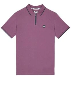 Weekend Offender Shore Zip Polo Shirt With Tipping - Dark Purple 9 Weekend Offender Shore Zip Polo Shirt With Tipping - Dark Purple -Barbou Clothing Shop VNQ4E SQ4 0000000213 DARK PURPLE MDd