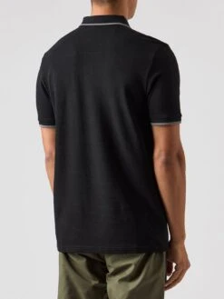 Weekend Offender Shore Zip Polo Shirt With Tipping - Black -Barbou Clothing Shop VNQ4F SQ3 0000000004 BLACK MDo