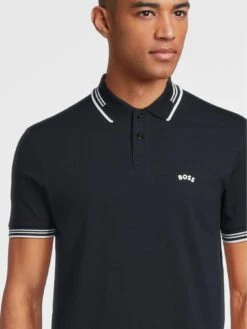 BOSS Paul Curved Logo Polo Shirt - Dark Blue -Barbou Clothing Shop VNRI9 SQ4 0000000354 DARK BLUE MDd