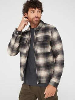 Brave Soul Check Zipped Overshirt - Black/white